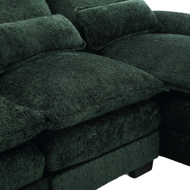 Green 110.63'' Spacious U-Shaped 6 Seat Sectional Sofa with Modular Ottomans, Durable Couch for Living Room