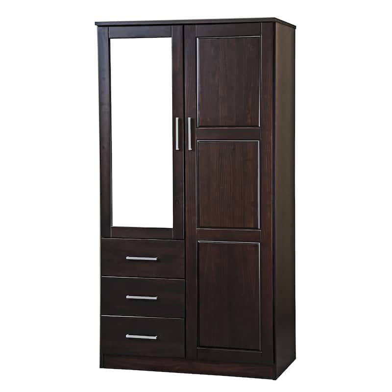 Palace Imports 100% Solid Wood Metro Wardrobe Armoire with Solid Wood or Mirrored Doors