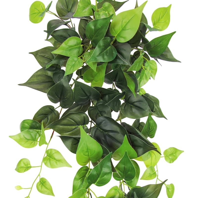 Artificial Philodendron Ivy Leaf Vine Hanging Plant Greenery Foliage Bush 32in - 32" L x 12" W x 6" DP
