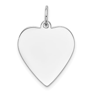 14k White Gold Plain .011 Gauge Engravable Heart Charm 