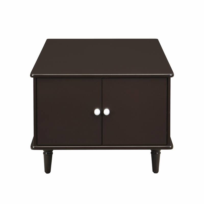 47.2" Wood Coffee Table with Metal Handles and Four Solid Wood Legs