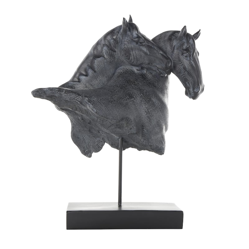 Resin Horse Bust Inspired Decorative Sculpture with Black Stand - Black - Roche River Decor
