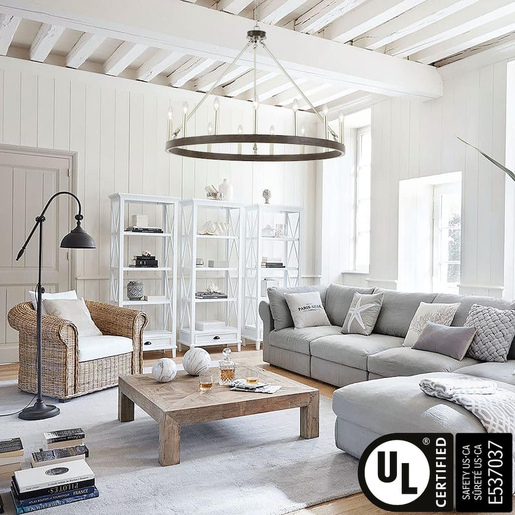 Acroma 15 Light Modern Farmhouse Wagon Wheel Chandelier-UL Certified