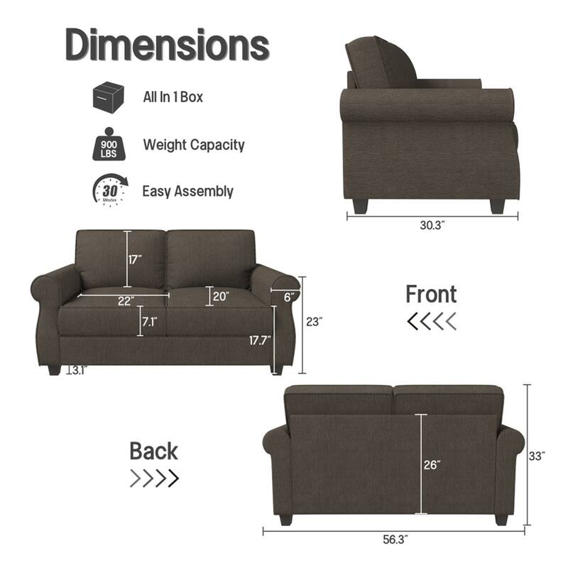 Sofa with Solid Wood Frame,Comfy Sofa Couch with Extra Deep Seats