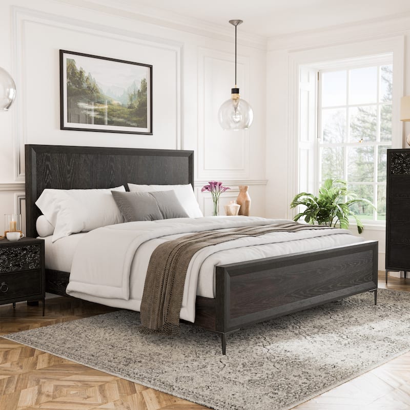 Furniture of America Fable Modern Solid Wood Panel Bed - Espresso - Queen