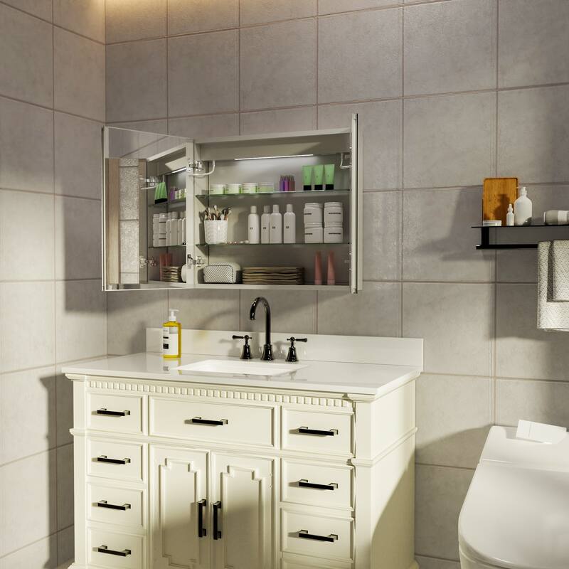 LED Lighted Bathroom Medicine Cabinet with Mirror