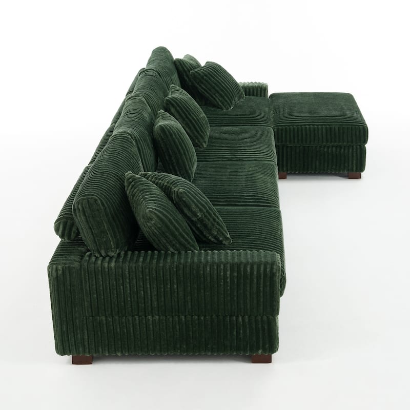 Anne 150" W Upholstered Plush Corduroy Modular Sectional Sofa