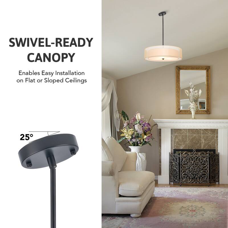 CO-Z 3-Light Antique Bronze Double Drum Pendant Chandelier