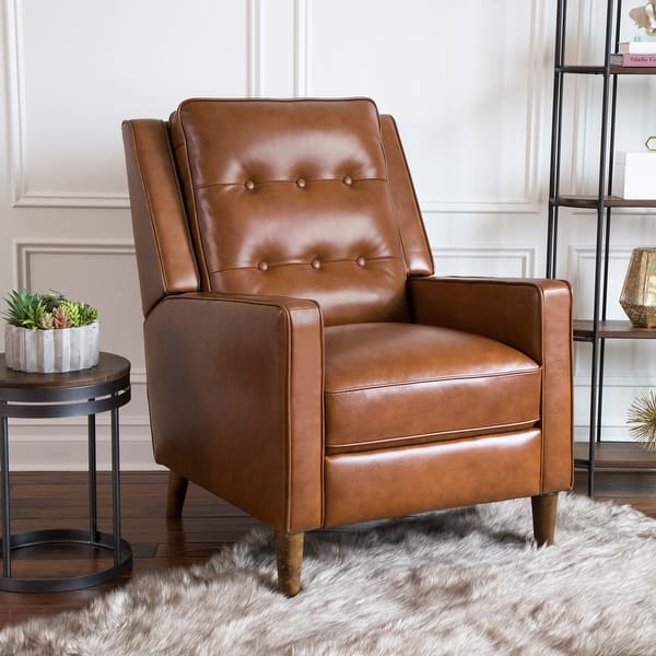 slide 1 of 13, Abbyson Holloway Mid-century Top Grain Leather Push-back Recliner