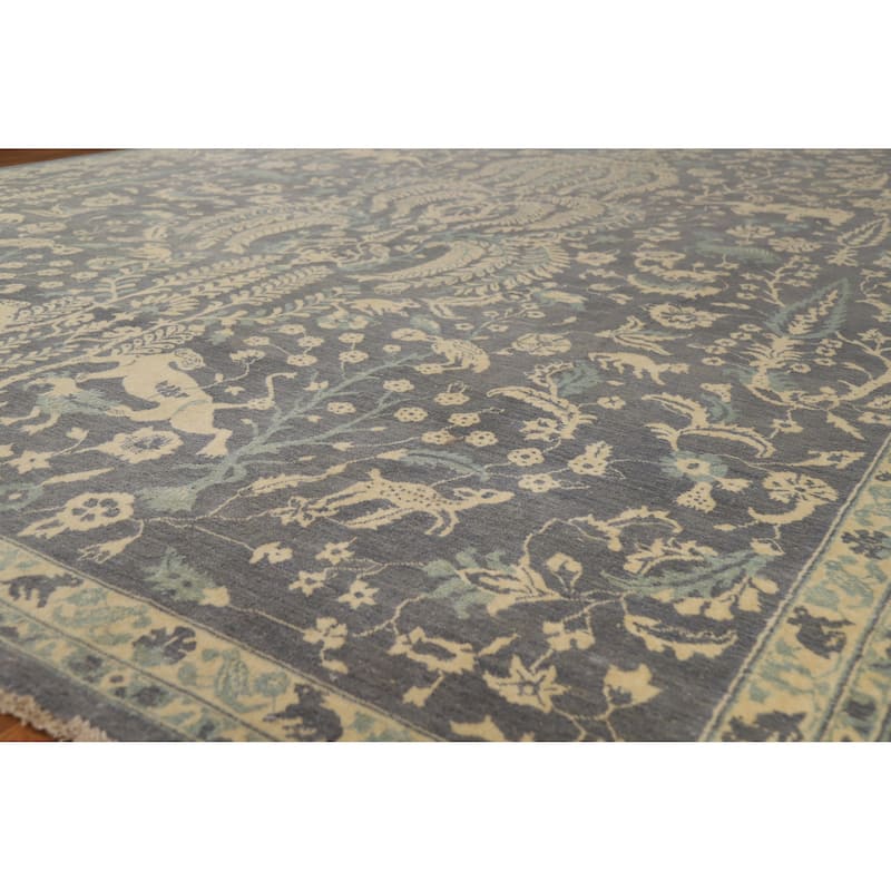 Hand Knotted Oriental 100% Wool Carpet Traditional All-Over Greys & Charcoal Ziegler Area Rug - 12' 2'' X 9' 0''