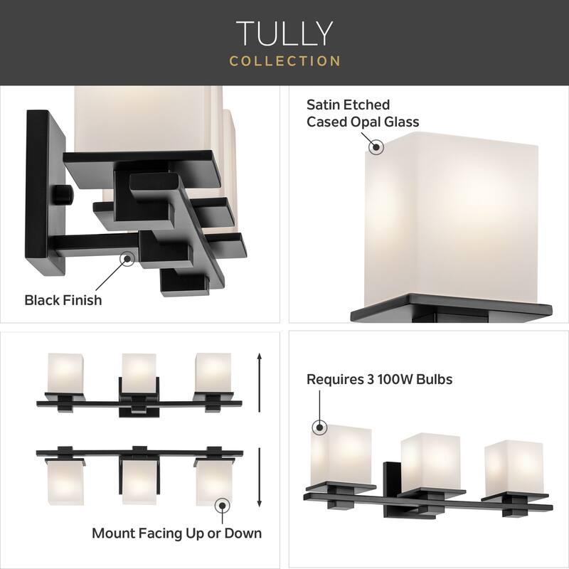 Kichler Lighting Tully 24 in. 3-Light Black Vanity Light - 24 in