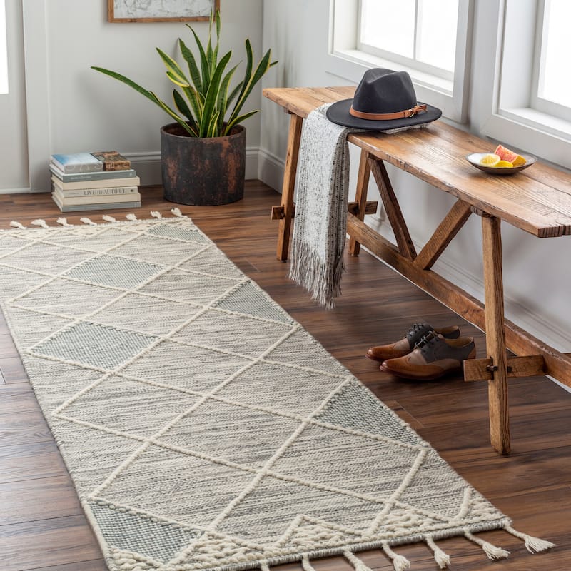 Maaxi Handmade Farmhouse Trellis Wool Area Rug