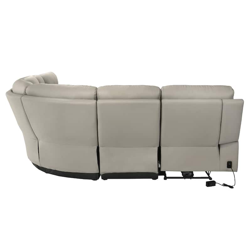 Furniture of America Joren Modern FSC Certified Leather Match Power Recline Sectional with Console and USB Port