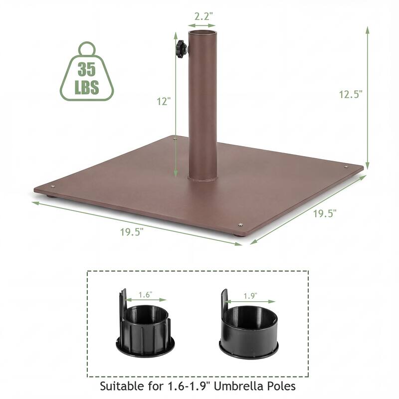Gymax 20'' Square Patio Umbrella Base Weighted 35 LBS Outdoor Market