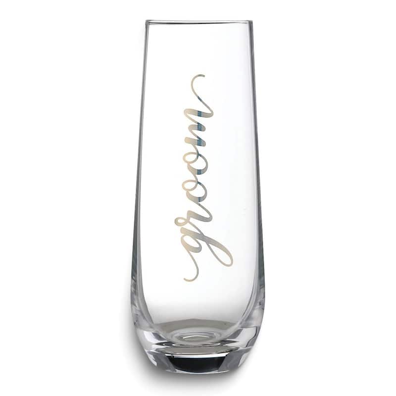 Curata Lillian Rose Gold-Tone Groom Stemless Champagne Glass