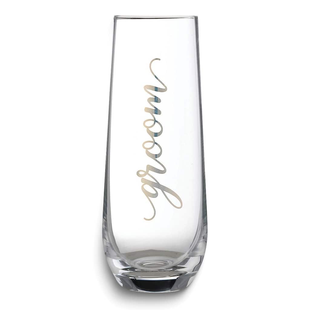 Curata Lillian Rose Gold-Tone Groom Stemless Champagne Glass