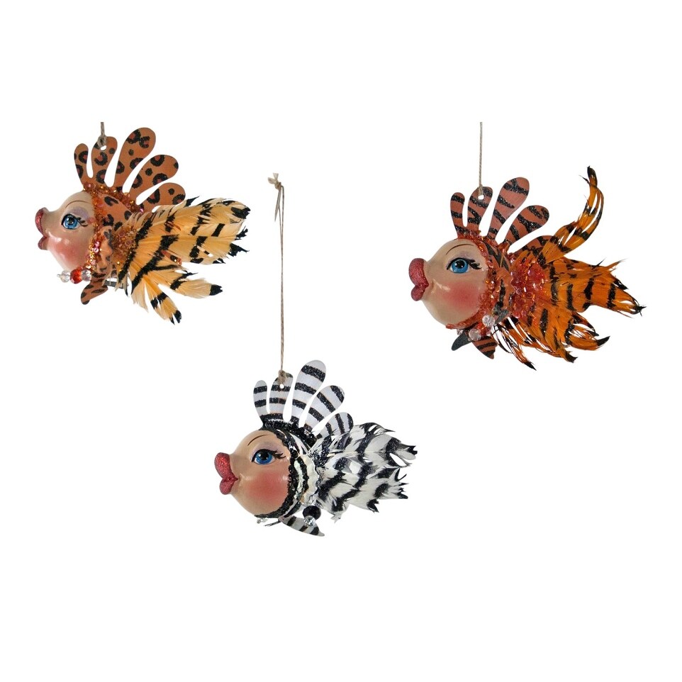 Overstocktiger Zebra Leopard Kissing Fish Christmas Holiday Ornaments Set Of 3 Dailymail