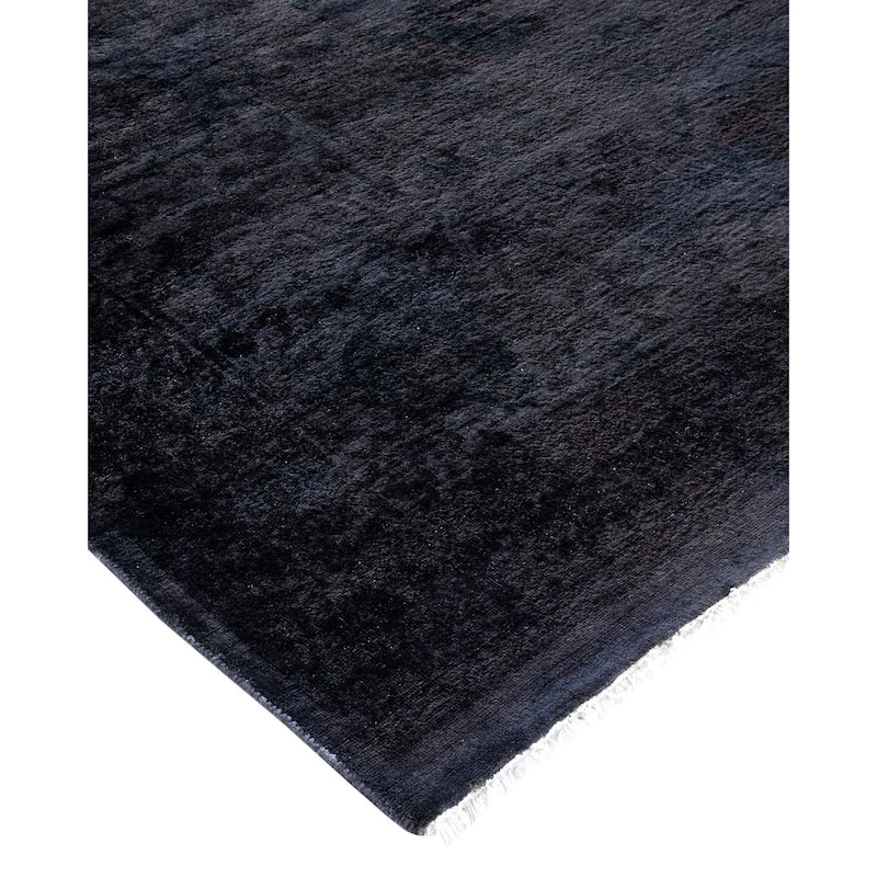 Overdyed, One-of-a-Kind Hand-Knotted Area Rug - Black - 9' 2" x 12' 7"