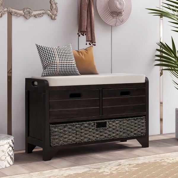 Storage Shoe Bench with Removable Basket and 2 Drawers Bed Bath