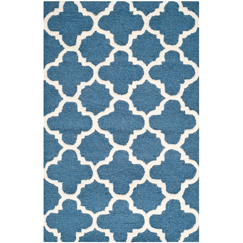 SAFAVIEH Handmade Cambridge Touria Modern Moroccan Wool Rug - 2'6" x 4' - Navy/Ivory