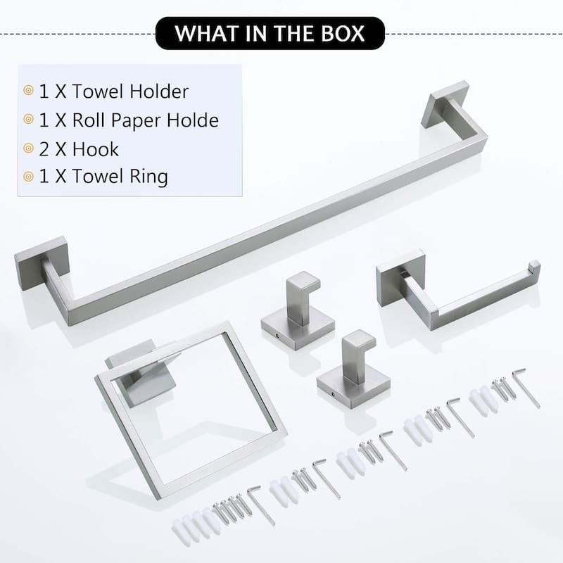 Topcraft Wall Mounted Stainless Steel Bathroom Accessory Set of 5