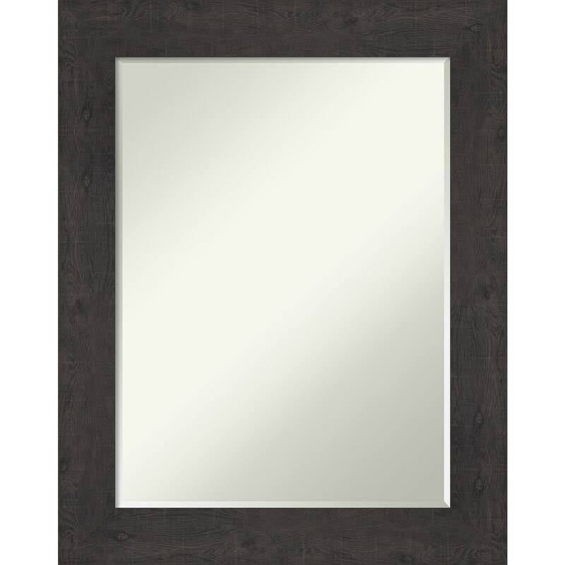 Petite Bevel Wall Mirror - Rustic Plank Espresso Frame - 23 x 29 in