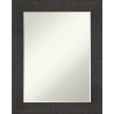 Petite Bevel Wall Mirror - Rustic Plank Espresso Frame - 23 x 29 in