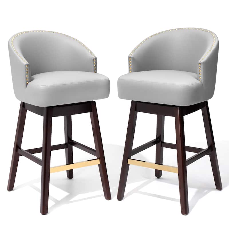 Pellebant 26.4''/31.9"H Height Solid Wood Swivel Indoor Bar Stools