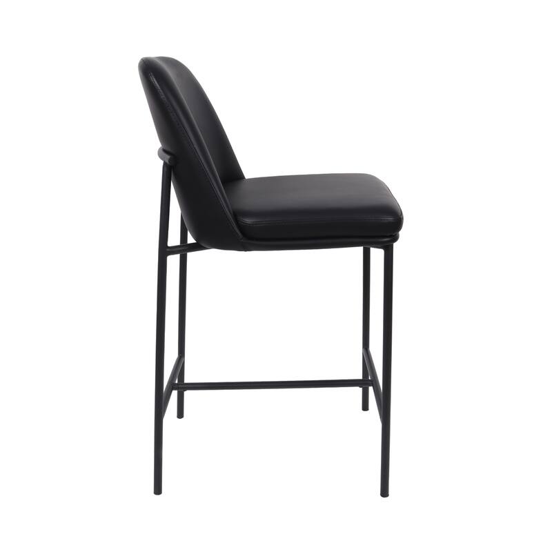 Manhattan Comfort Loft Vegan Leather Metal Counter Stool - Set of 2