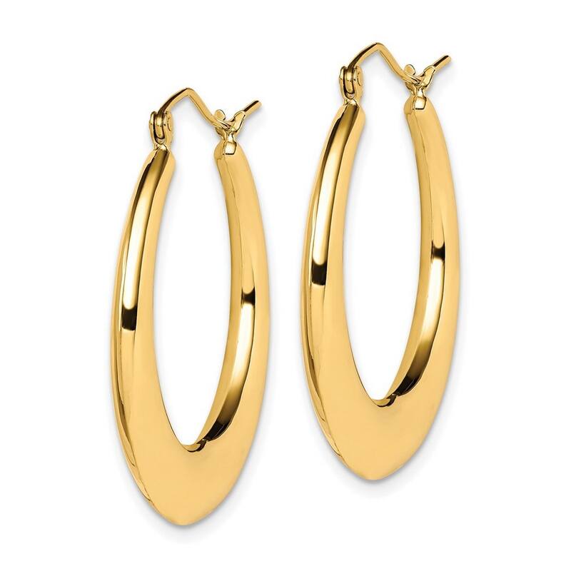Curata 10k Yellow Gold Polished Graduated Flat 22x3mm Oval Hoop Earrings