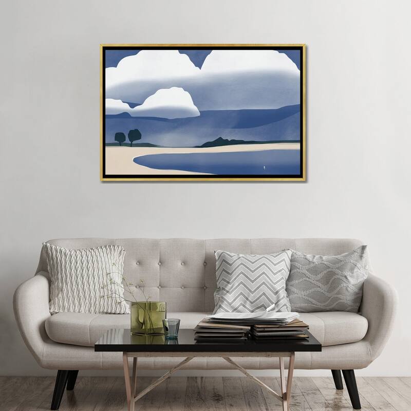 iCanvas "Seagull In The Rain" by Little Dean Framed