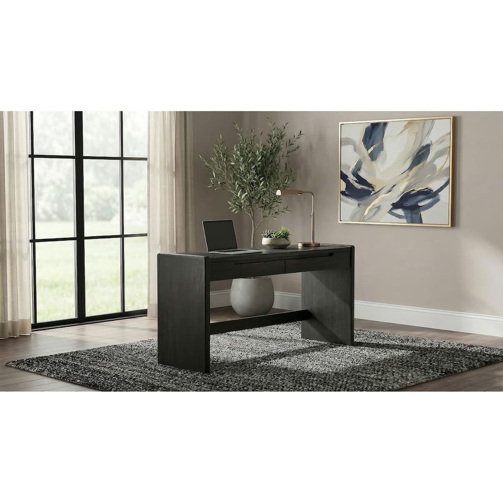 Leandro 2-drawer Home Office Writing Desk Burnished Black