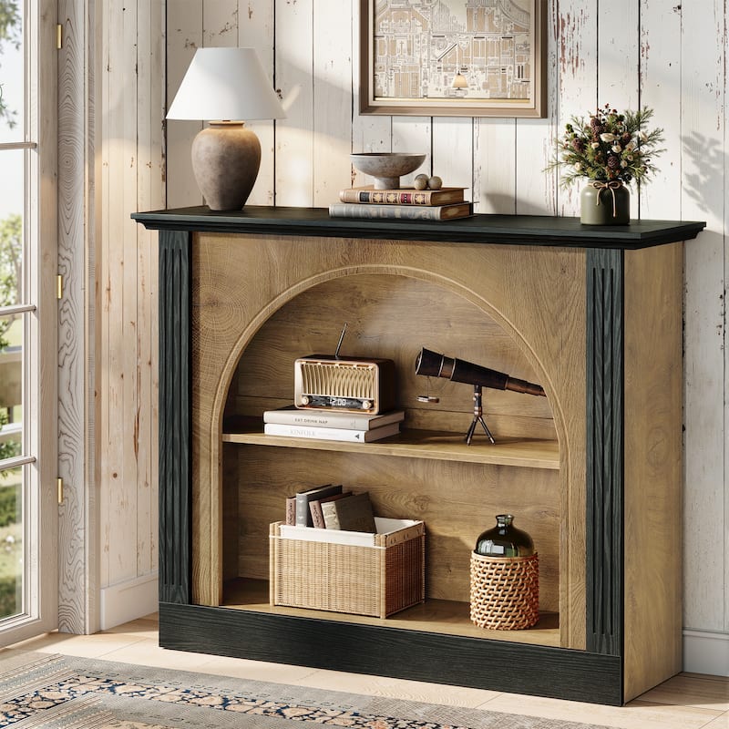 3-Tier Console Table with Storage for Foyer, Hallway, Living Room - Brown & Black