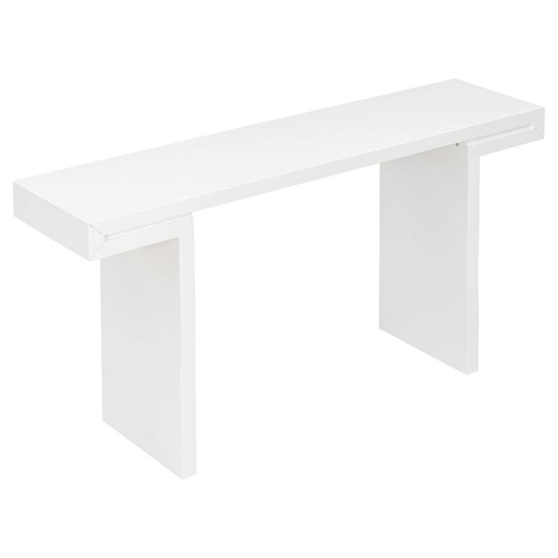 U-Style Large Console Table, Stylish Entryway Table with Geometric Design and Adjustable Feet