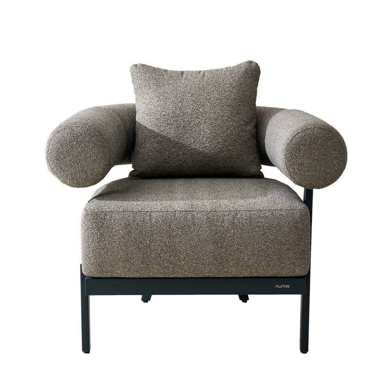 Modern Aluminum Upholstered Single Sofa with Semicircular Backrest and Armrest