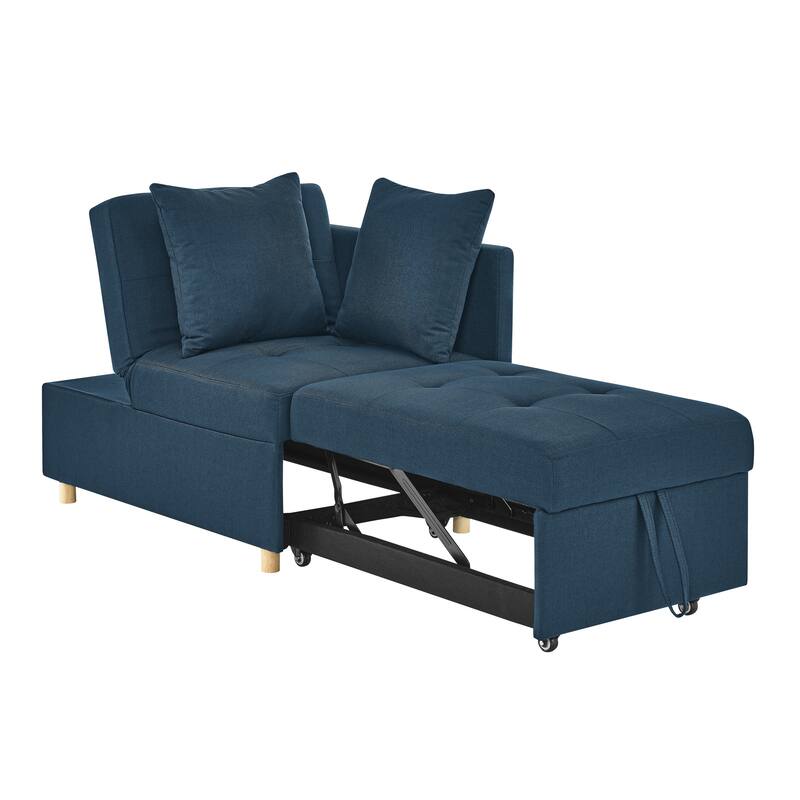 Roomfitters Convertible Sleeper Sofa Chair with Adjustable Backrest, Pullout Bed and Wheels, Linen Fabric