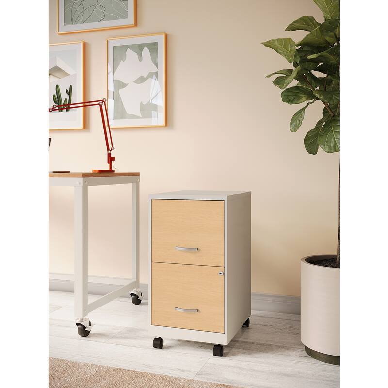 Space Solutions 18" Deep 2 Drawer Mobile File Cabinet with Wood Pattern Drawer Fronts