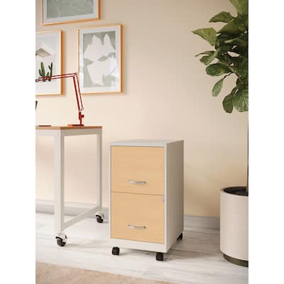 Space Solutions 18" Deep 2 Drawer Mobile File Cabinet with Wood Pattern Drawer Fronts