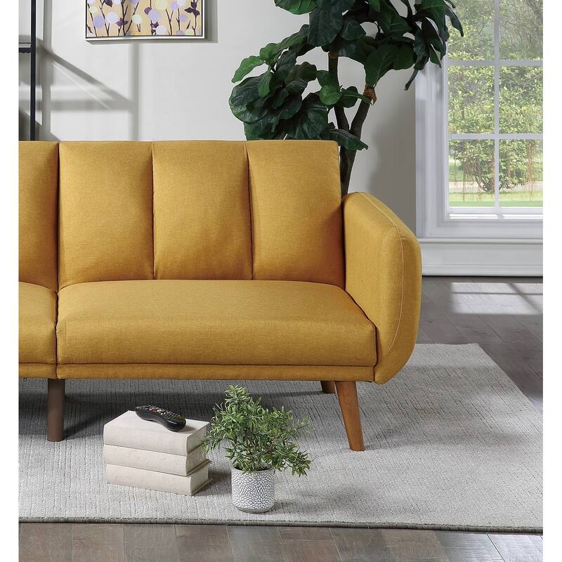 Elegant Modern Sofa Mustard Color Polyfiber 1pc Sofa Convertible Bed
