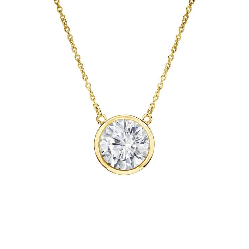 Auriya 1/2ctw Round Solitaire Diamond Necklace 14k Gold Bezel-set - 5mm (H-I, VS1-VS2)