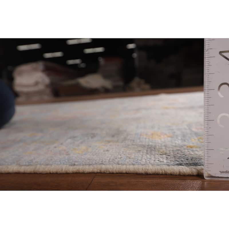 All-Over Blue Oushak Turkish Rug Handmade Wool Carpet - 4'11"x 7'0"