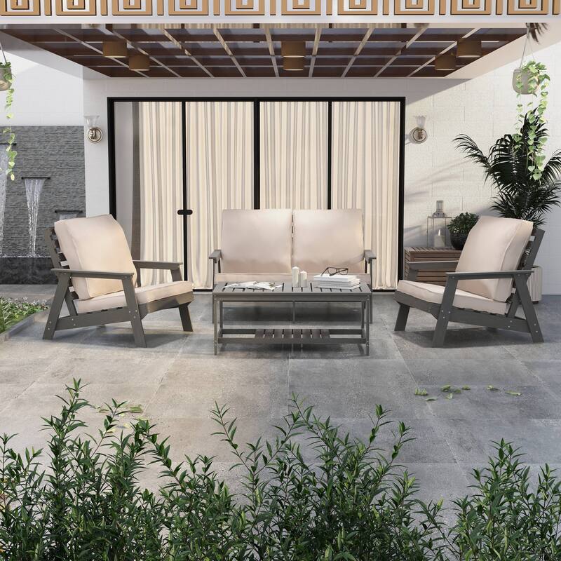 Alpine Modern Outdoor Upholstered Accent Chair - Lounge Armchair with Removable Cushions for Living Room