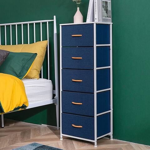Vertical Dresser Storage Tower, 5 Fabric Drawer Organizer Unit