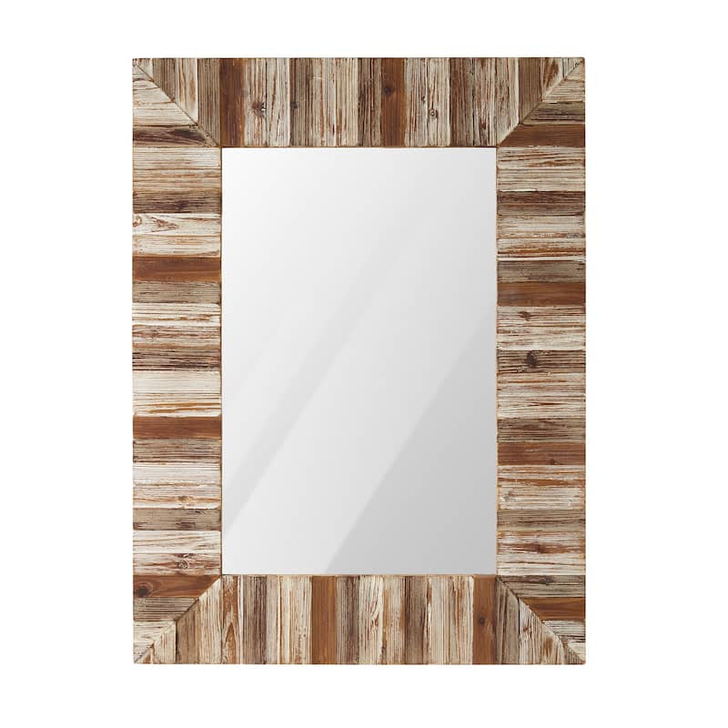 31"H Farmhouse Wooden Window Frame Mirror Wall Decor by Glitzhome - Wooden Frame Mirror