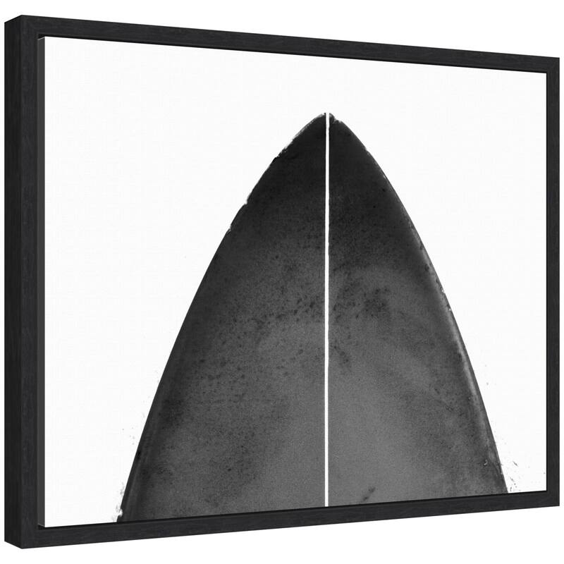 Kate and Laurel Sylvie Abstract Minimalist Coastal Black Surfboard Framed Canvas by Saint and Sailor Studios - 20x16