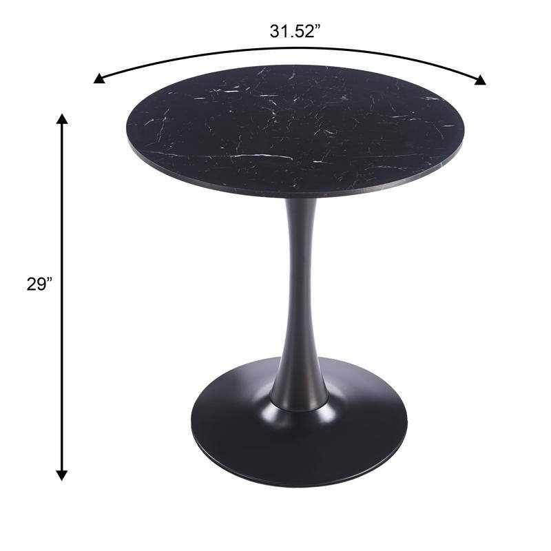 Bristol Modern Solid Wood Top Dining Table with Powder Coated Stainless Steel Pedestal Black Base for Home Kitchen or Restaurant