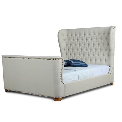 Ceets Transitional Contemporary Solid Wood Linen Upholstered Lola Bed Frame