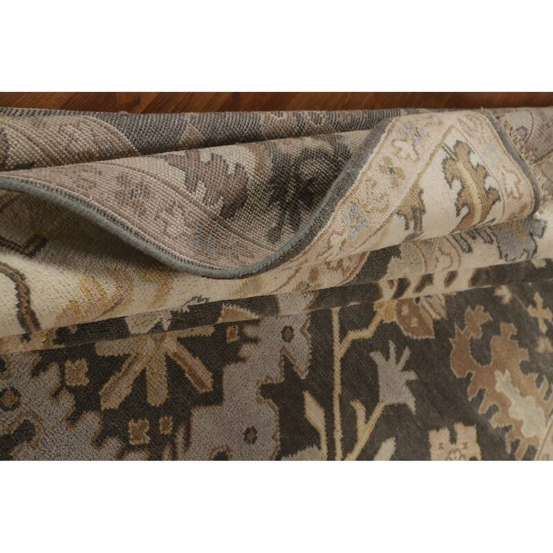 Gray Oushak Oriental Area Rug Hand-Knotted Wool Carpet - 9'0"x 11'11"