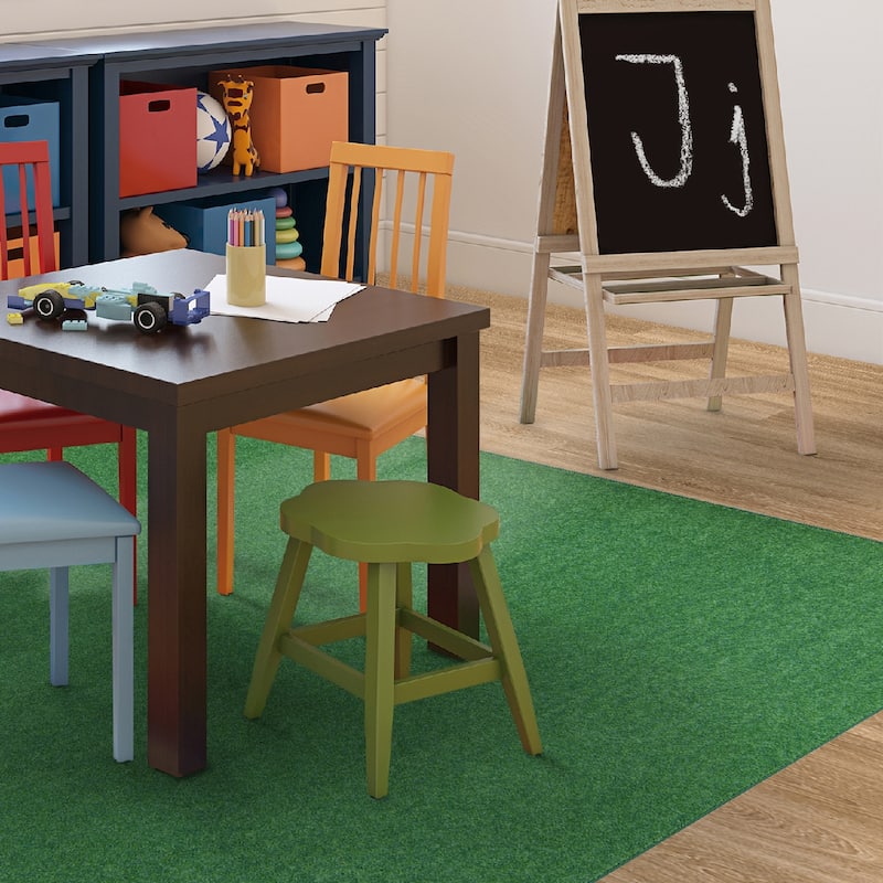 Just Kidding Educational Polyester Area Rug - 4' x 6' - Grass Green