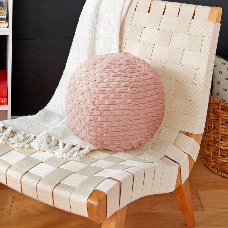 Sorra Home Indoor Soft Chunky Corduroy Ball Pillow - 10 in x 10 in - Becklee Blush